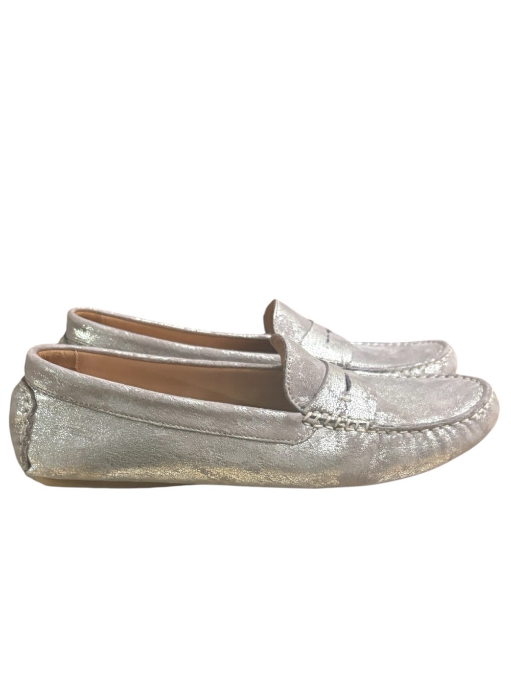 JOHNSTON & MURPHY Maggie Pewter Suede Penny Loafers Size 9 —  NWOB